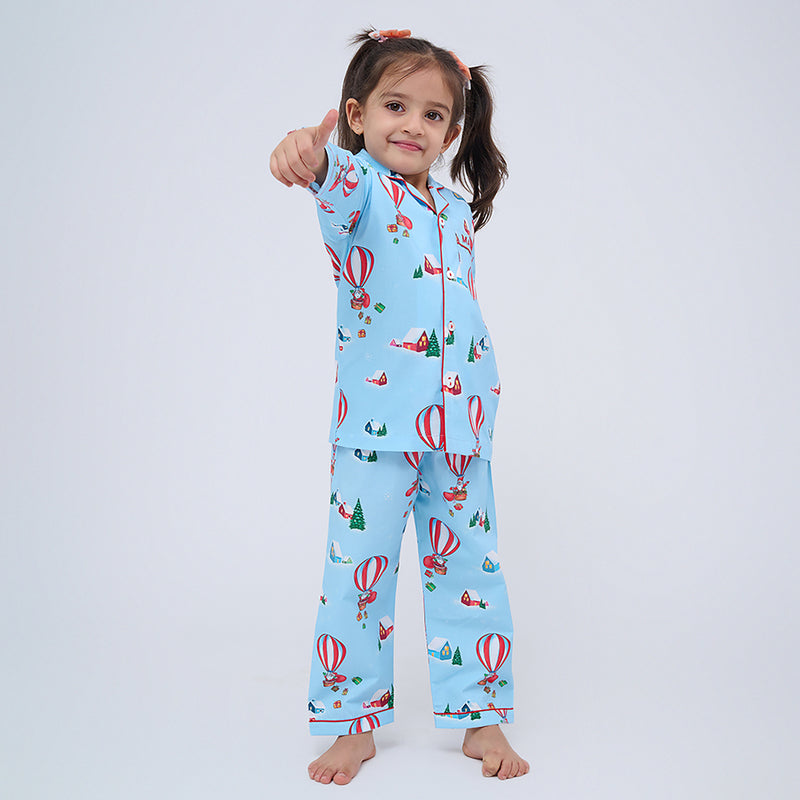 Santa’s Balloon Ride Pajama Set For Kids