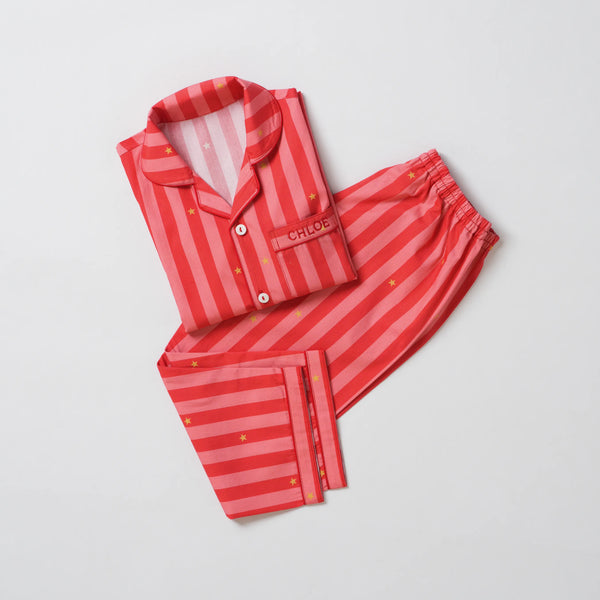 Merry Stripes Pajama Set For Kids