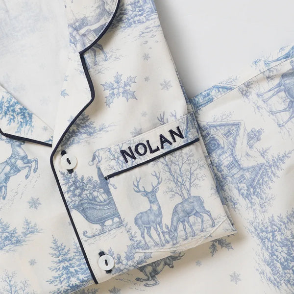 Women Christmas Night Toile Pajama Set