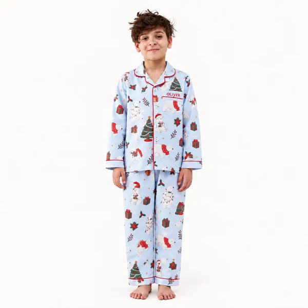 Snowy Bear Pajama Set For Kids
