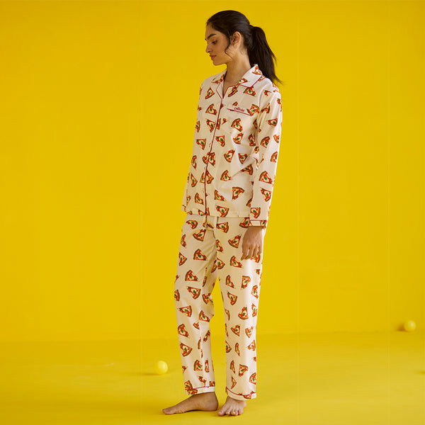 Women Pizza Party Pima Pajama Set