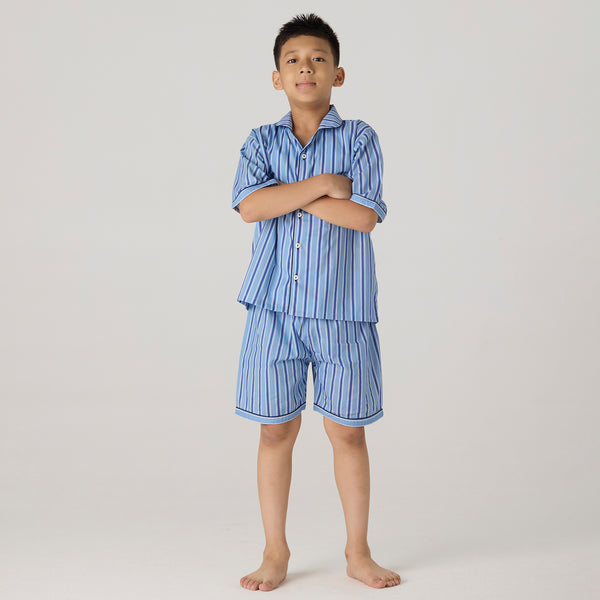 Nautical Striped Pima Shorts Set For Kids