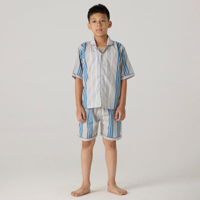 Coastal Striped Pima Shorts Set For Kids