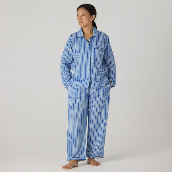 Women Nautical Striped Pima Pajama Set