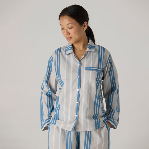 Women Coastal Striped Pima Pajama Set