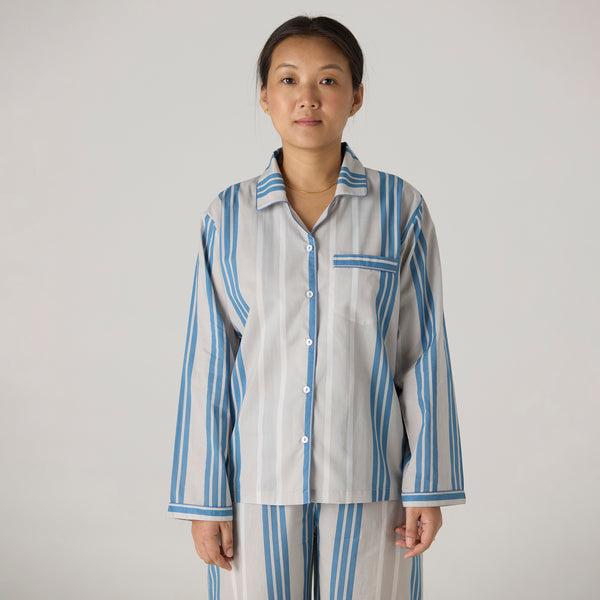 Women Coastal Striped Pima Pajama Set