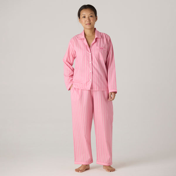 Women Candy Striped Pima Pajama Set