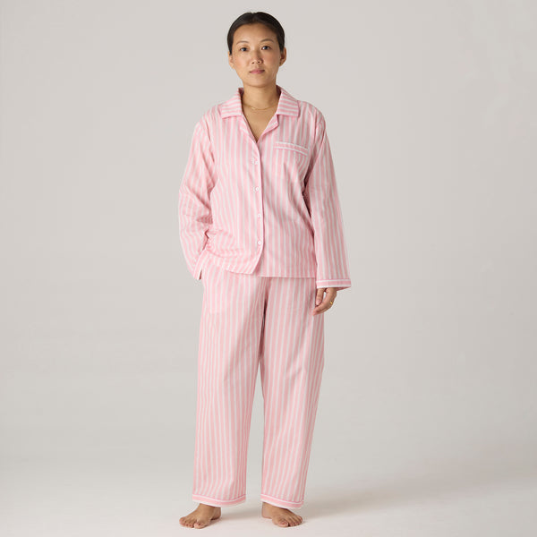 Women Blush Striped Pima Pajama Set