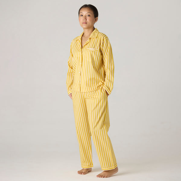 Women Lemon Striped Pima Pajama Set