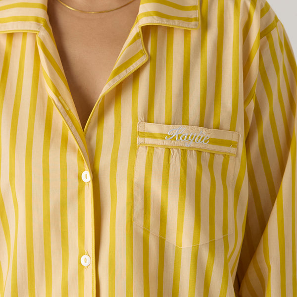 Women Lemon Striped Pima Pajama Set