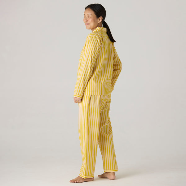 Women Lemon Striped Pima Pajama Set