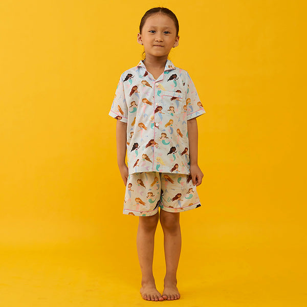 Mermaids Pima Shorts Set For Kids