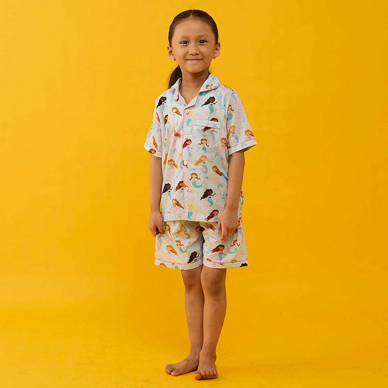 Mermaids Pima Shorts Set For Kids