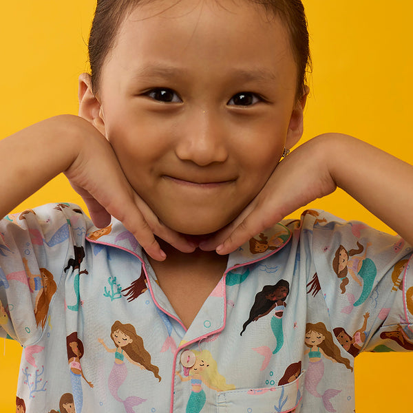 Mermaids Pima Shorts Set For Kids