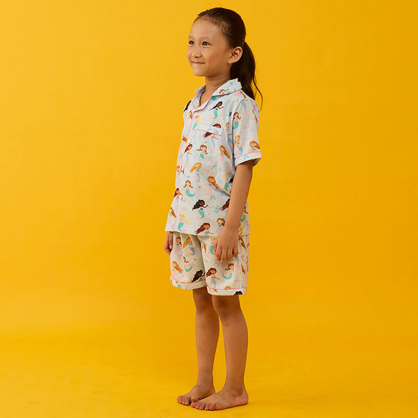 Mermaids Pima Shorts Set For Kids