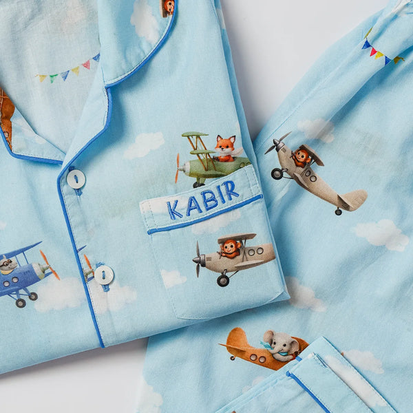 Sky Safari Pima Pajama Set For Kids
