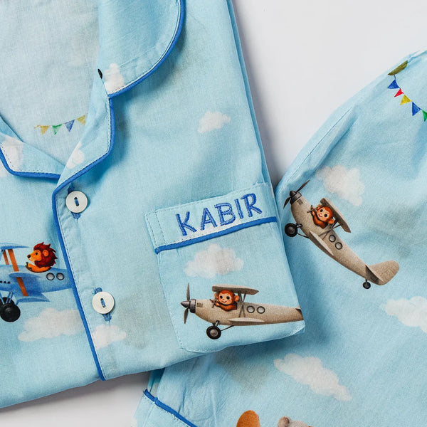 Sky Safari Pima Shorts Set For Kids