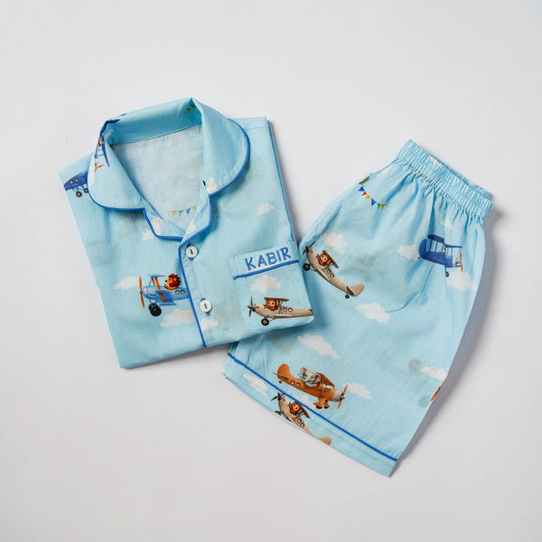 Sky Safari Pima Shorts Set For Kids