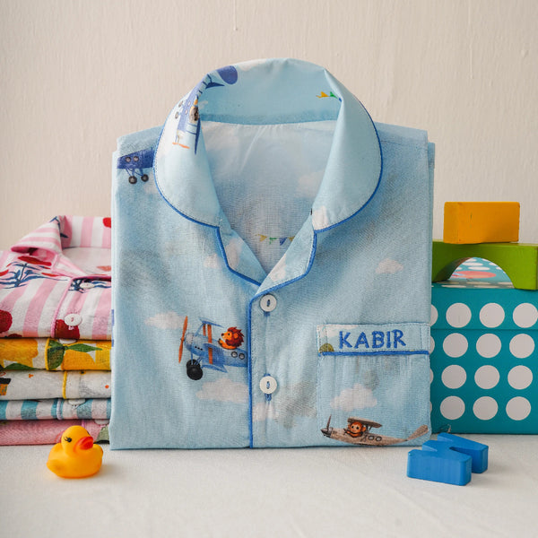 Sky Safari Pima Shorts Set For Kids