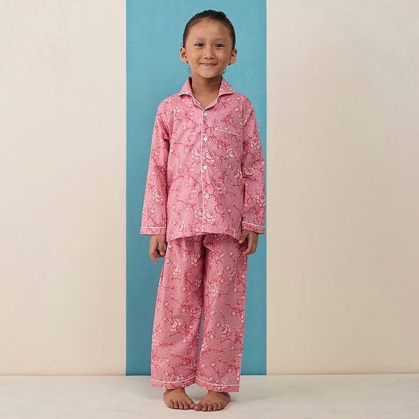 Vintage Blooms (Blush) Pima Pajama Set For Kids