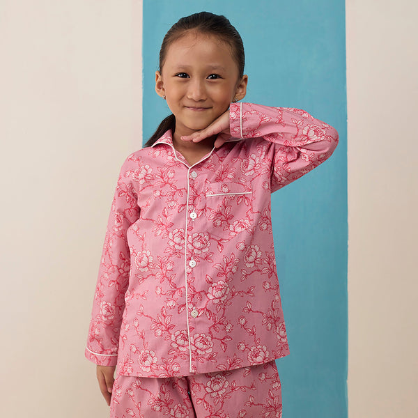 Vintage Blooms (Blush) Pima Pajama Set For Kids