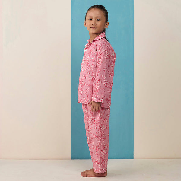 Vintage Blooms (Blush) Pima Pajama Set For Kids