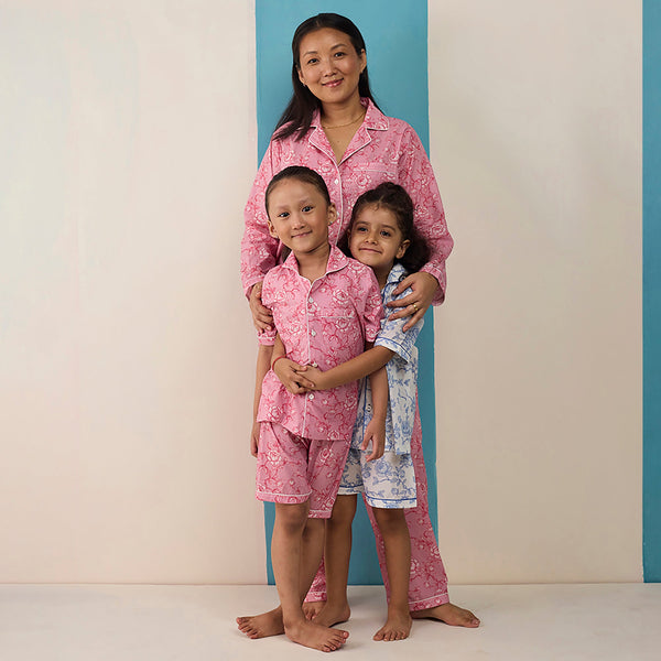 Vintage Blooms Pima Shorts Set For Kids