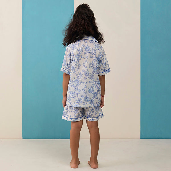 Vintage Blooms Pima Shorts Set For Kids