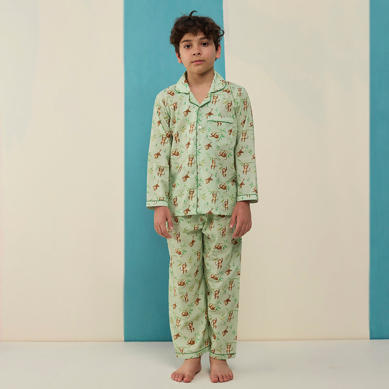 Monkeying Around Pima Pajama Set For Kids