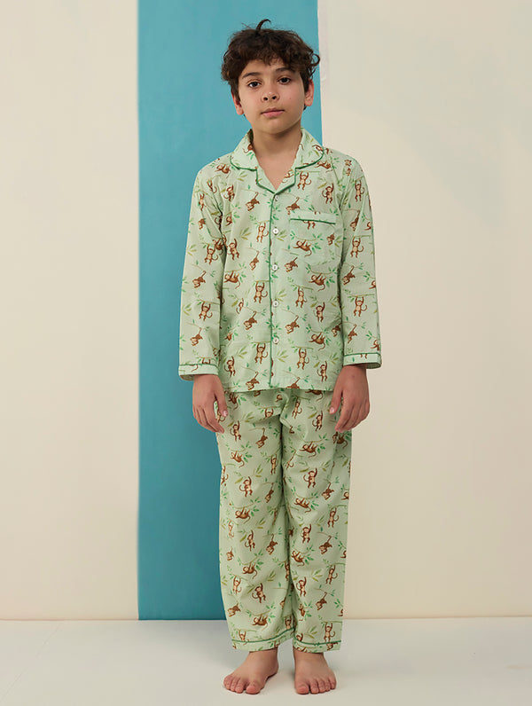 Monkeying Around Pima Pajama Set For Kids
