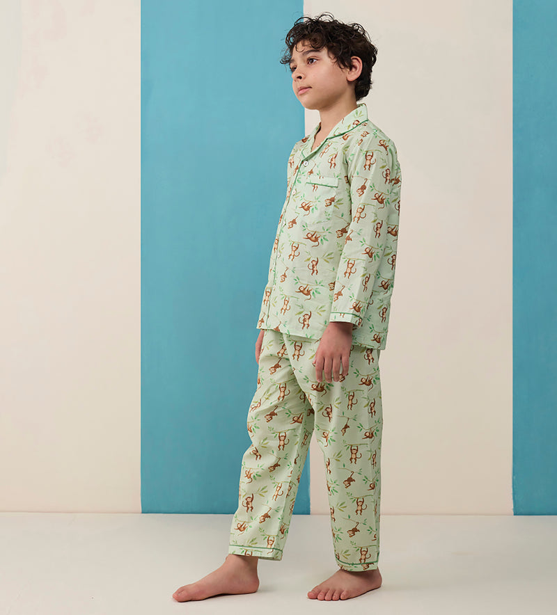 Monkeying Around Pima Pajama Set For Kids