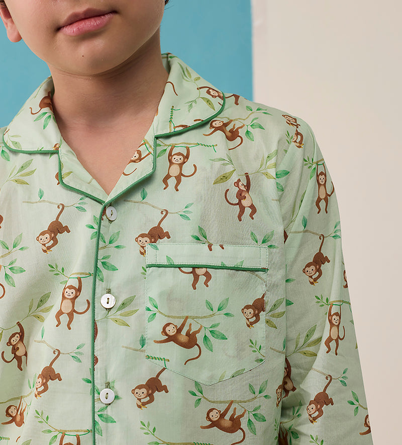 Monkeying Around Pima Pajama Set For Kids