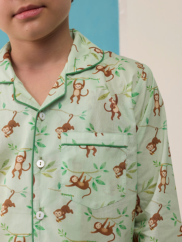 Monkeying Around Pima Pajama Set For Kids