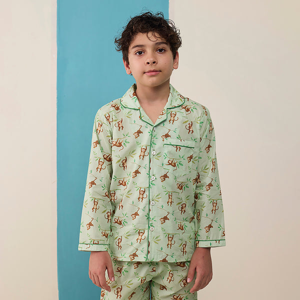 Monkeying Around Pima Pajama Set For Kids