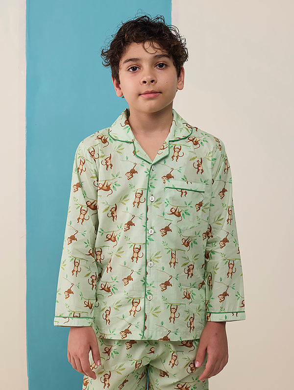 Monkeying Around Pima Pajama Set For Kids