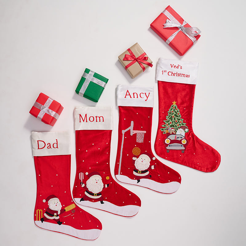 Santa Plays Cricket Stocking