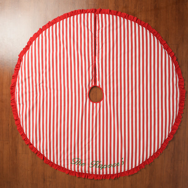 Red Candy Striped Tree Skirt