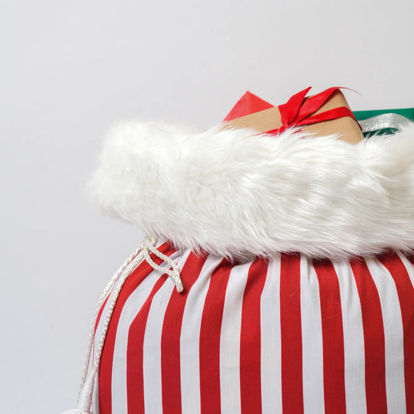 Red Candy Striped Santa Sack