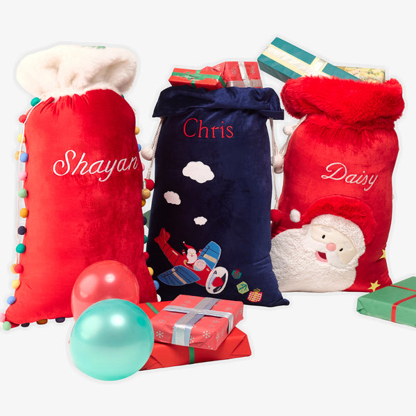 Colorful Pom Pom Santa Sack