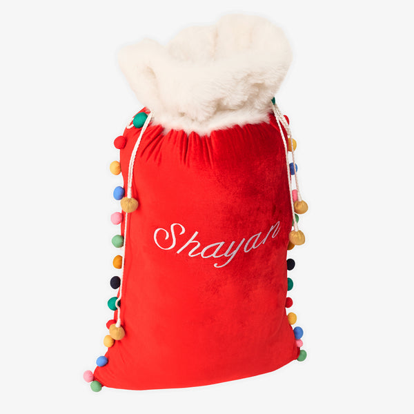 Colorful Pom Pom Santa Sack