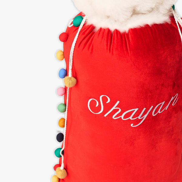 Colorful Pom Pom Santa Sack