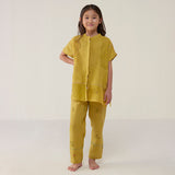 Aboli Patchwork Linen Co-ord Set - ochre