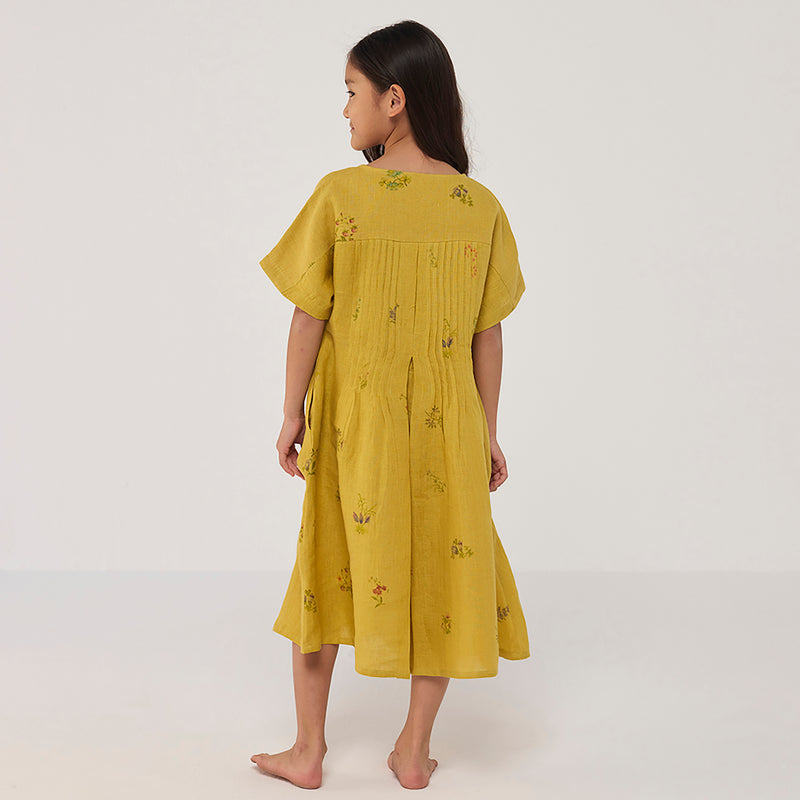 Rasa Floral Printed Linen Dress - Ochre | Little West Street Rasa Floral Printed Linen Dress - Ochre | Little West Street