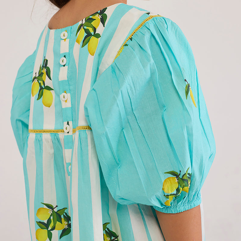 Lemon Knee-Length Pima Cotton Dress