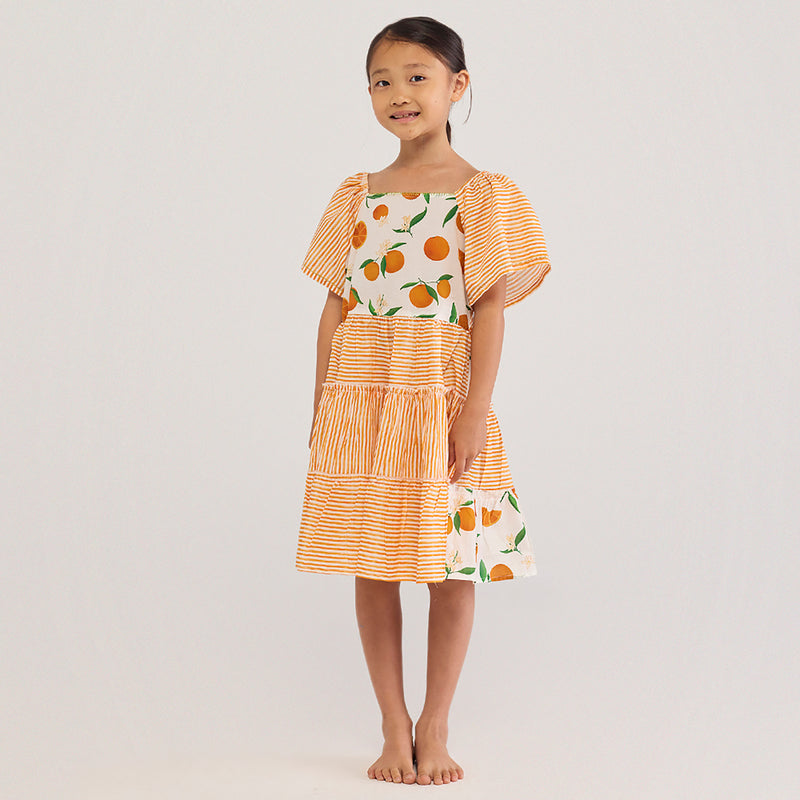 Orange Knee-Length Pima Cotton Dress
