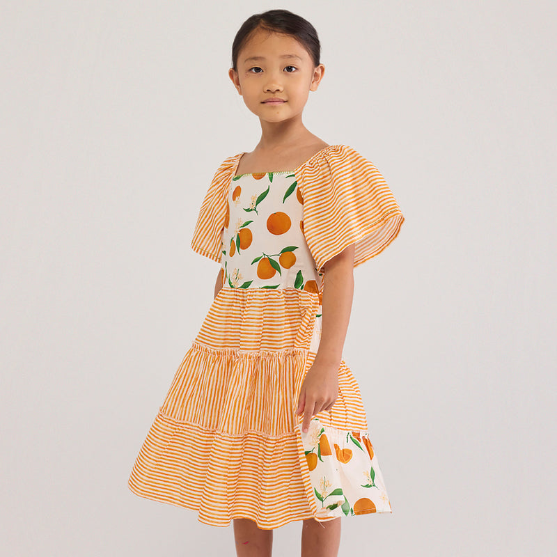 Orange Knee-Length Pima Cotton Dress