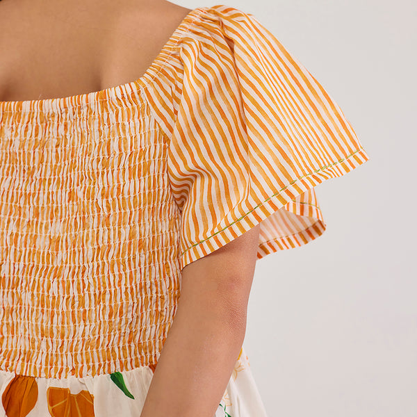 Orange Knee-Length Pima Cotton Dress