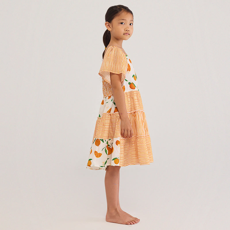 Orange Knee-Length Pima Cotton Dress