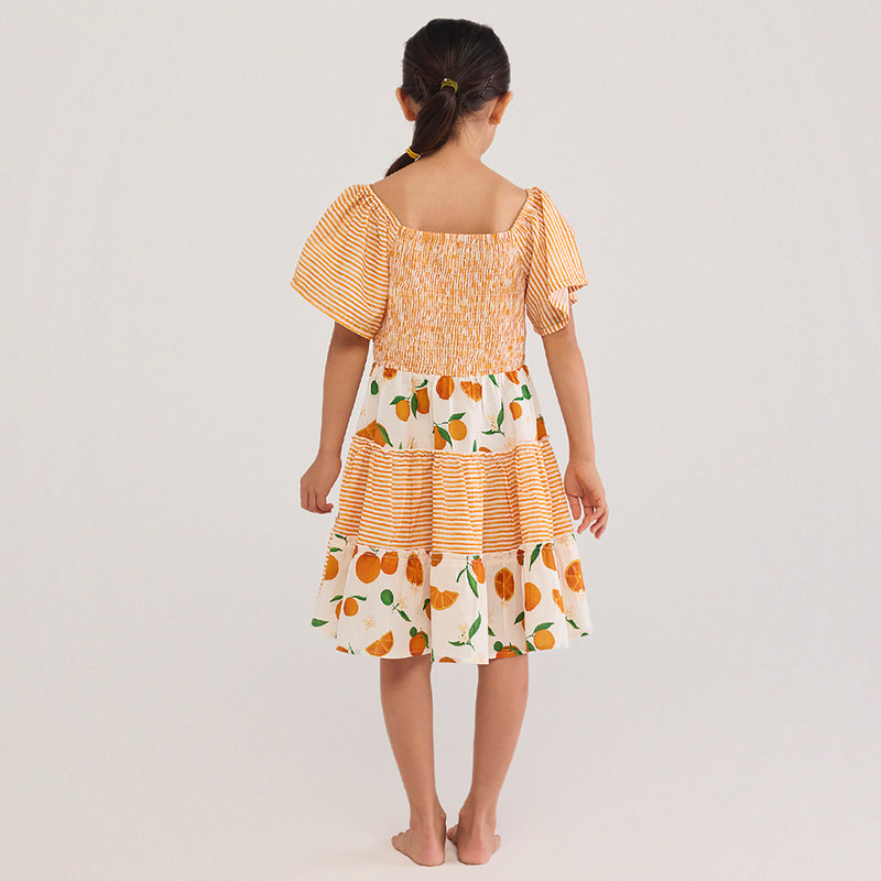 Orange Knee-Length Pima Cotton Dress