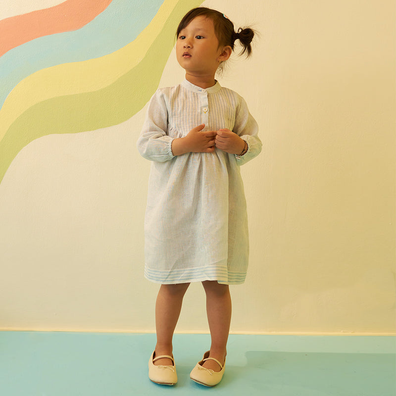 Bella Linen Dress - Sky